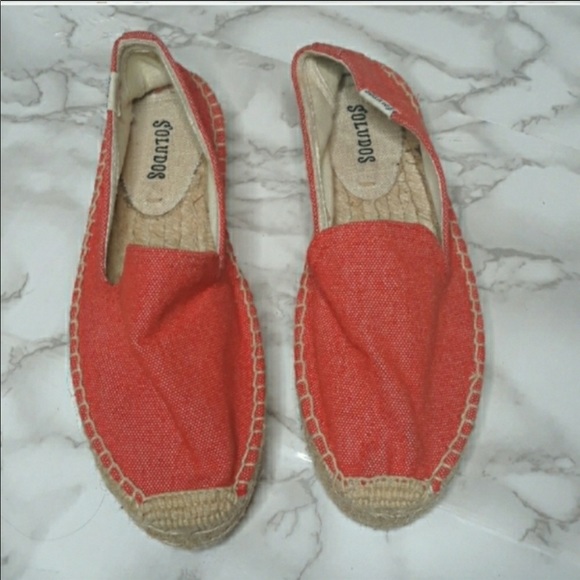 Soludos coral canvas slip on platform espadrilles - Picture 2 of 6